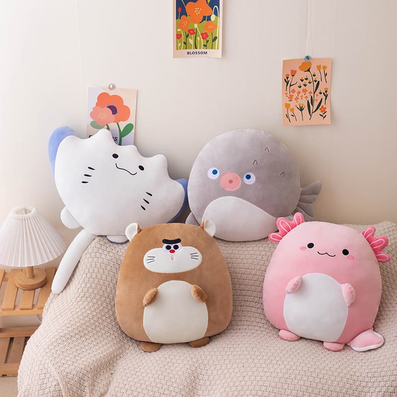 Cross-border Salamander Plush Pillow Sofa Cushion Plush Toy Cute Cartoon Marine Animal Doll Manta Ray