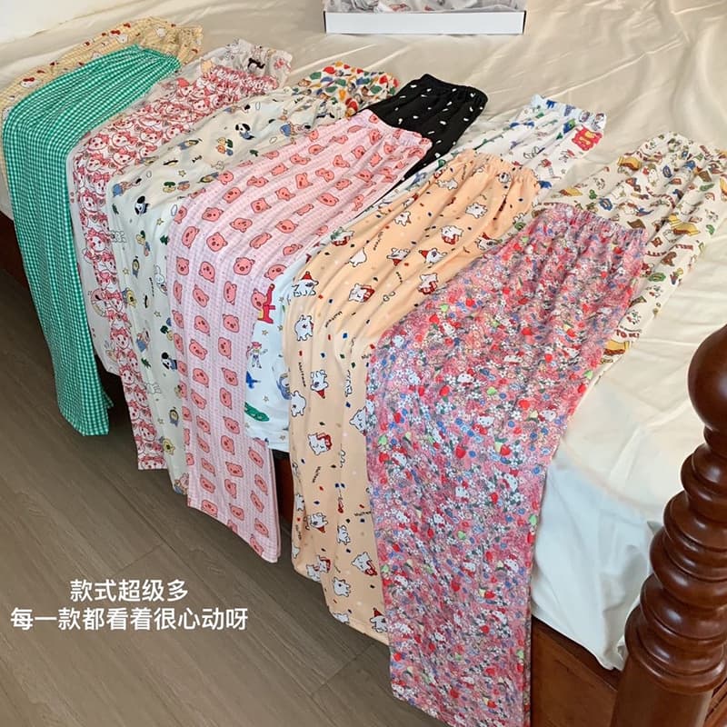 Strolling Pants Cartoon Sleep Pants for Women, New Spring/Autumn Style, Home Cute Print Loose Casual Summer Air-conditioning Mosquito-proof Long Pants