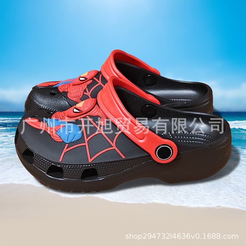 Cross Spider-Man Kids Croc Hole Shoes Summer New Style Celebrity Collaboration Boys Big Kids Little Kids Closed Toe Sandals
