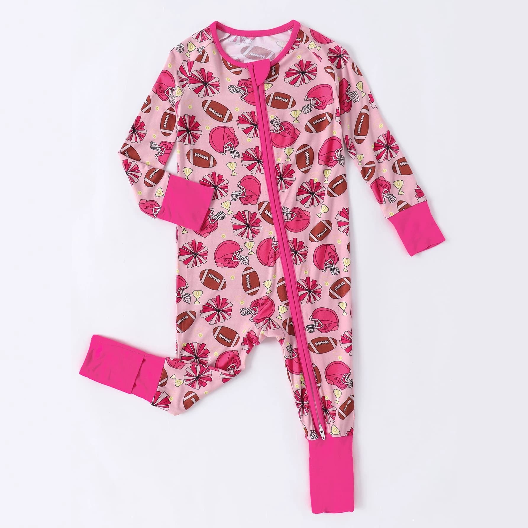 Cross-border supply baby romper pink rugby helmet printed bamboo fiber baby romper