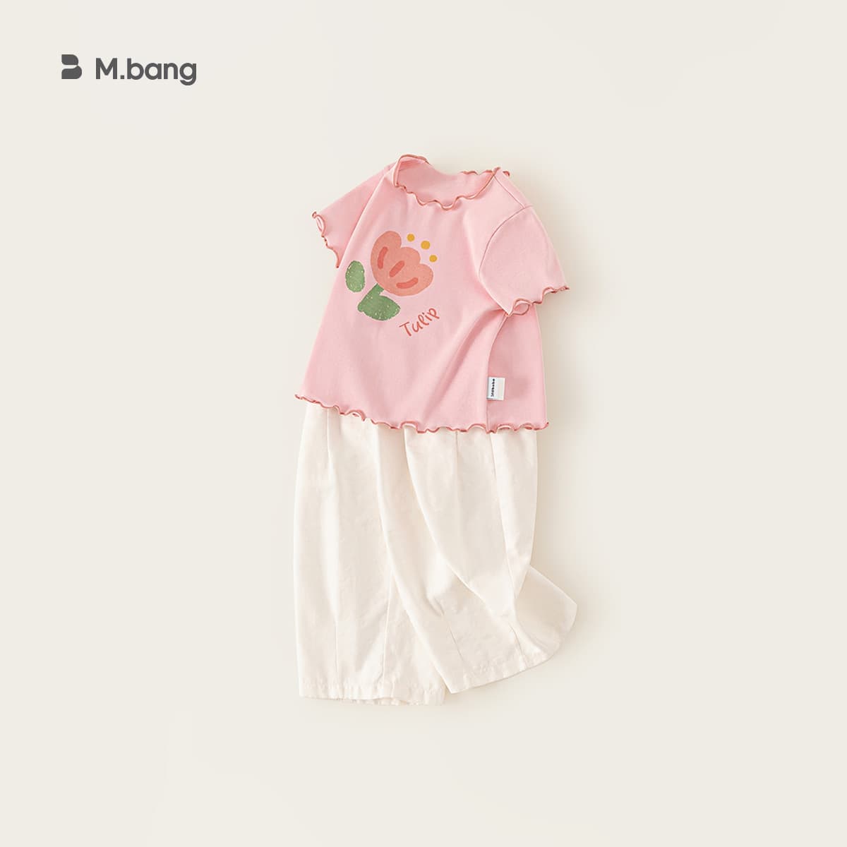 Bangxuan Children's Summer Outfit Girl Short-Sleeve Top Casual Pants Two-Piece Set Baby Girl Set