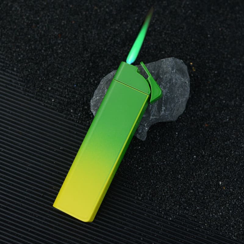 TikTok Viral Mini Ultra-Thin Refillable Metal Alloy Lighter Creative Personalized Windproof Green Flame Gift for Boyfriend