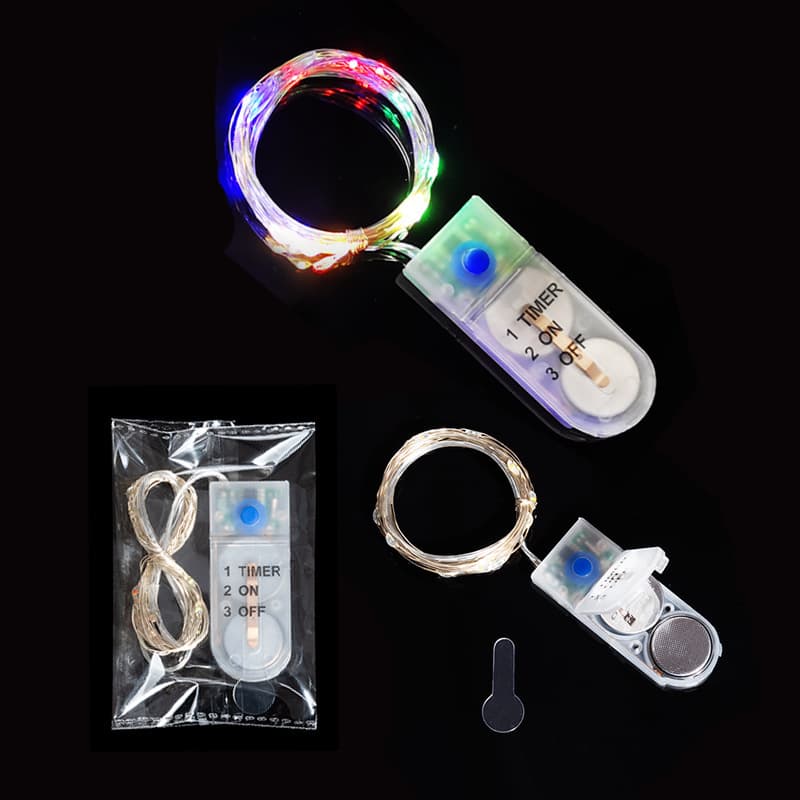Timer Button String Lights, Christmas Gift Box Room Dorm Decoration LED String Lights, 6-Hour Timer Copper Wire Color Lights
