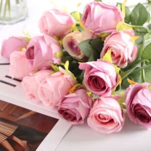 Artificial Bulgarian Rose Single Stem Silk Flower Wedding Living Room Home Decorative Fake Flower Ornament