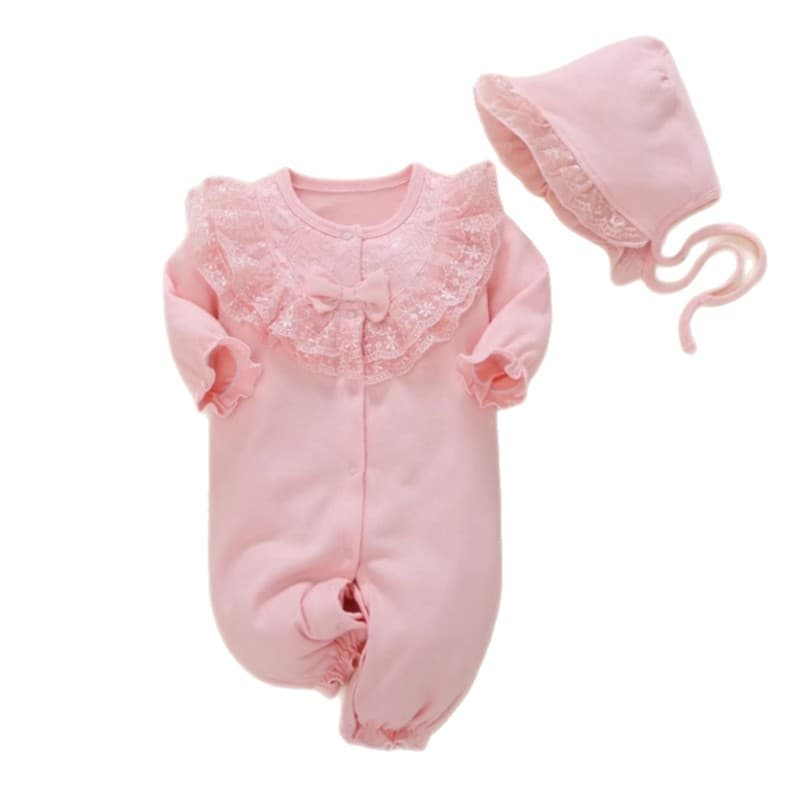 Baby Romper Spring and Autumn Outfit Cotton Princess Style A-Class Crotch-Opening Fashionable Ins Bodysuit