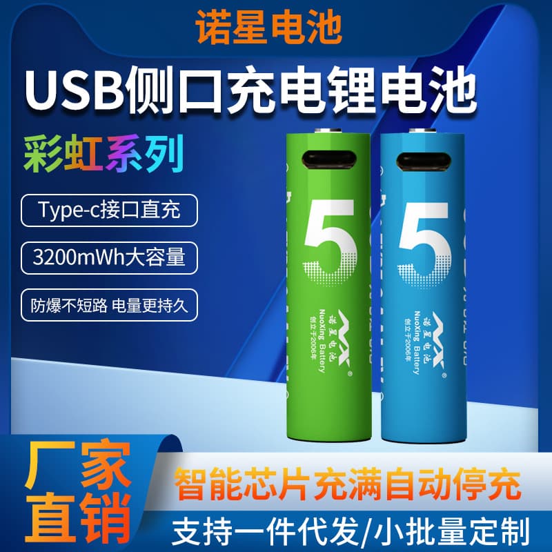 Nuoxing No.5 AA Rechargeable Lithium Battery USB Rechargeable Battery Lithium Dry Battery Type-C Rechargeable Toy Battery