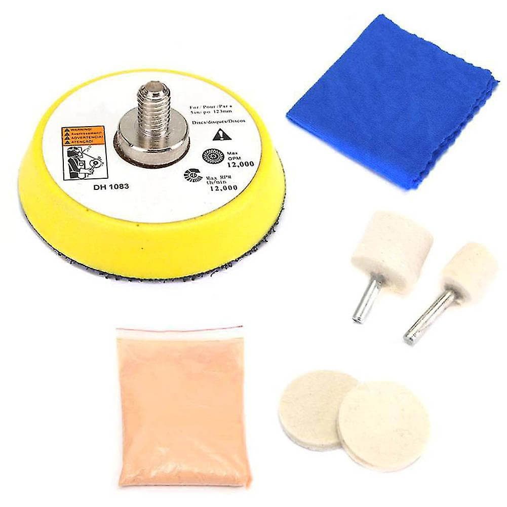 Cross-border 8-Piece Car Glass Polishing Wool Pad Set with Adhesive Disc, Polishing Compound, Glass Polishing Kit