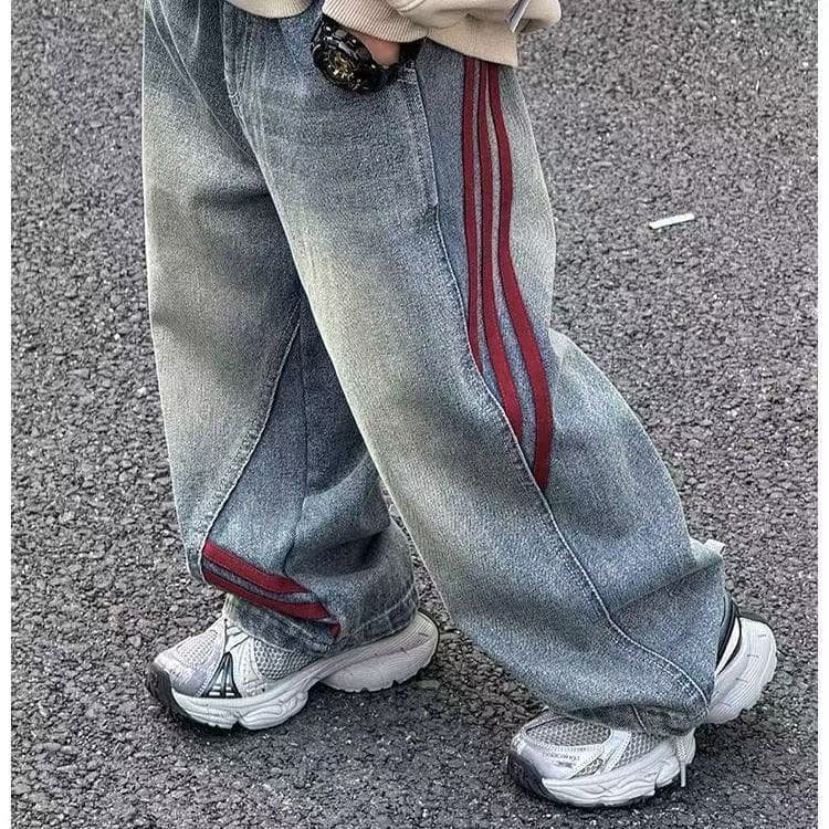 New trendy men's loose-fitting straight-leg wide-leg casual pants for kids of all ages, perfect for spring and autumn.