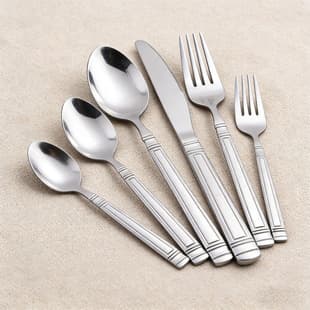 Stainless Steel Roman Column Grid Steak Knife Fork Spoon High-End Western Cutlery Dessert Spoon Coffee Spoon 6-Piece Set