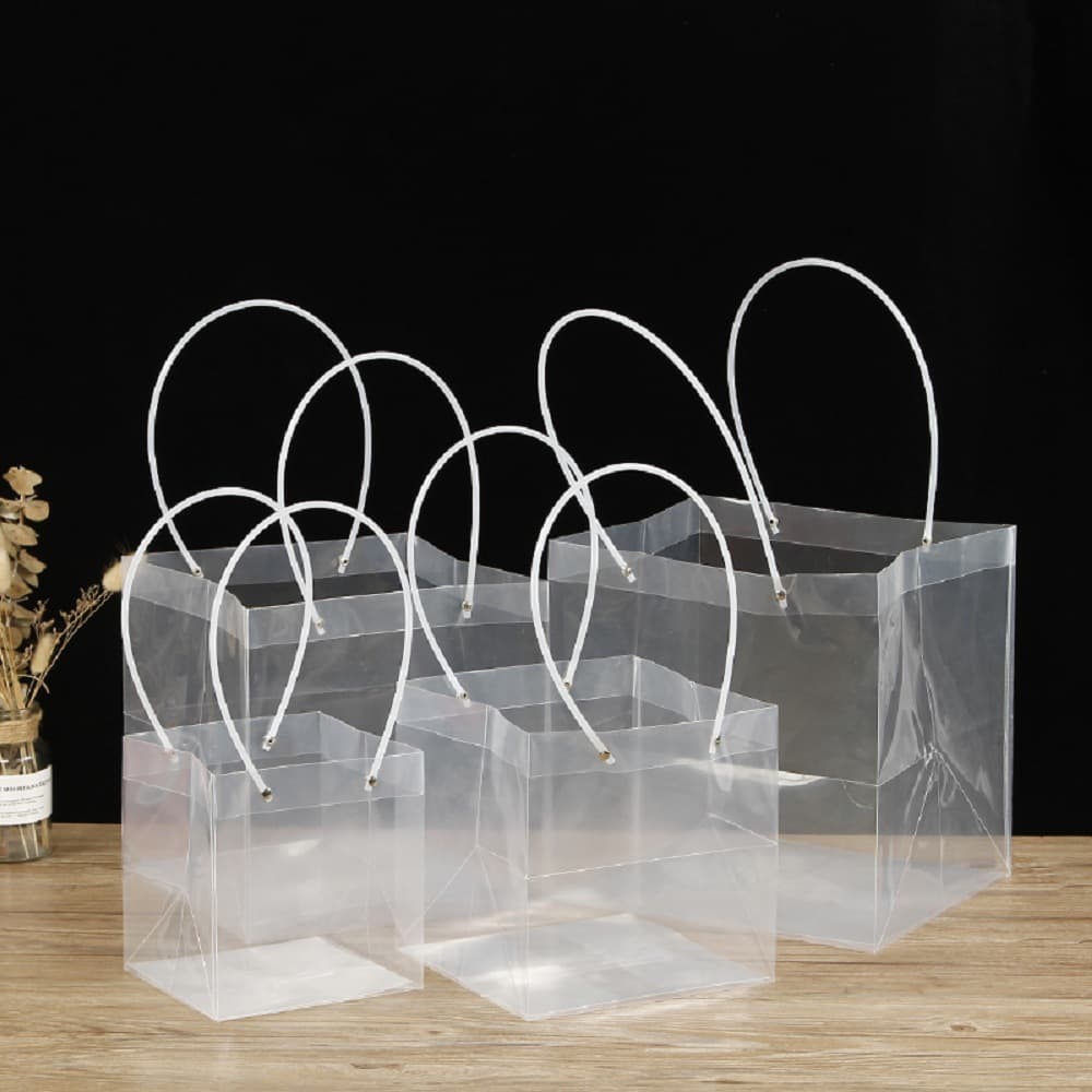 Mother's Day Transparent Flower Arrangement PVC Gift Box Souvenir Square PP Plastic Flower Arrangement Bouquet Handbag