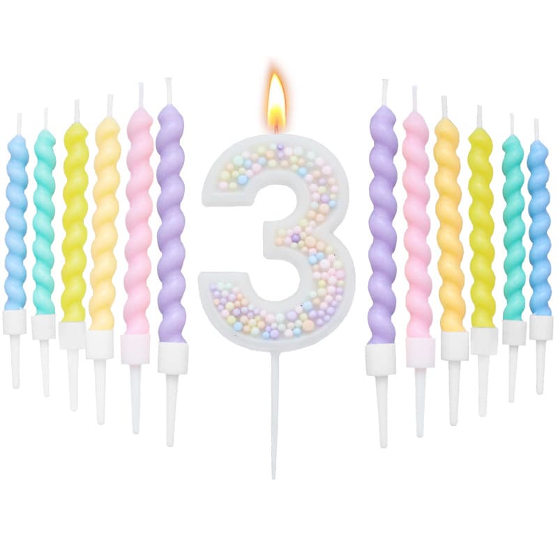 2026 New Cross-border Macaron Colored Small Ball Number 0-9 Candles Baking Colorful Spiral Candle Set