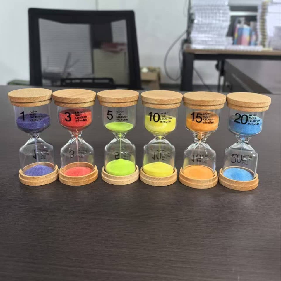 Wholesale Cross-border Wooden Lid Timer Hourglass Craft Gift Decorative Ornament Wooden Toothbrush Hourglass Timer