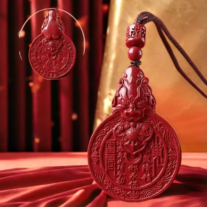 Cinnabar Mountain Ghost Coin Keychain, Cinnabar Pendant, Peace Amulet, Men's Pendant, Luxury Jewelry, Women's Style