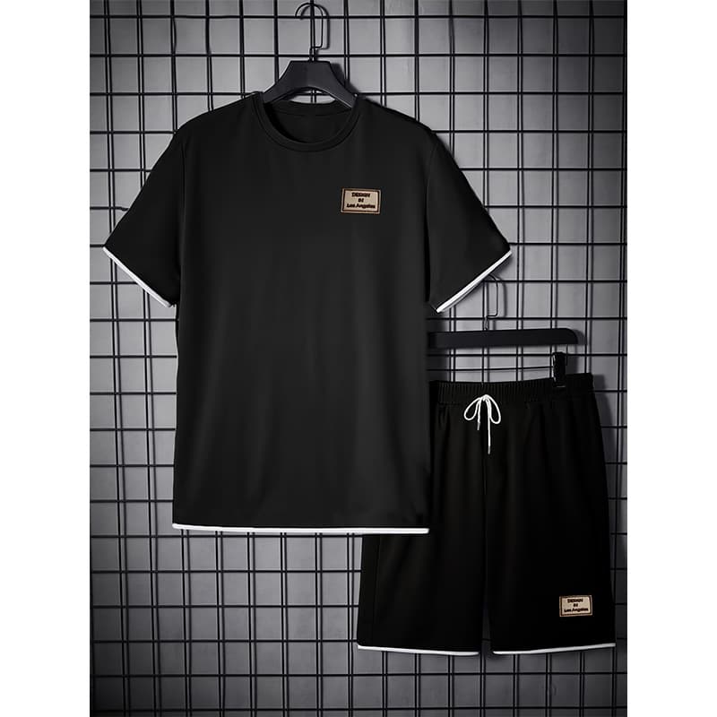 2026 Casual Set for Men Summer Loose Fit Versatile Trendy Short Sleeve T-Shirt and Shorts Two-Piece Youth Sportswear