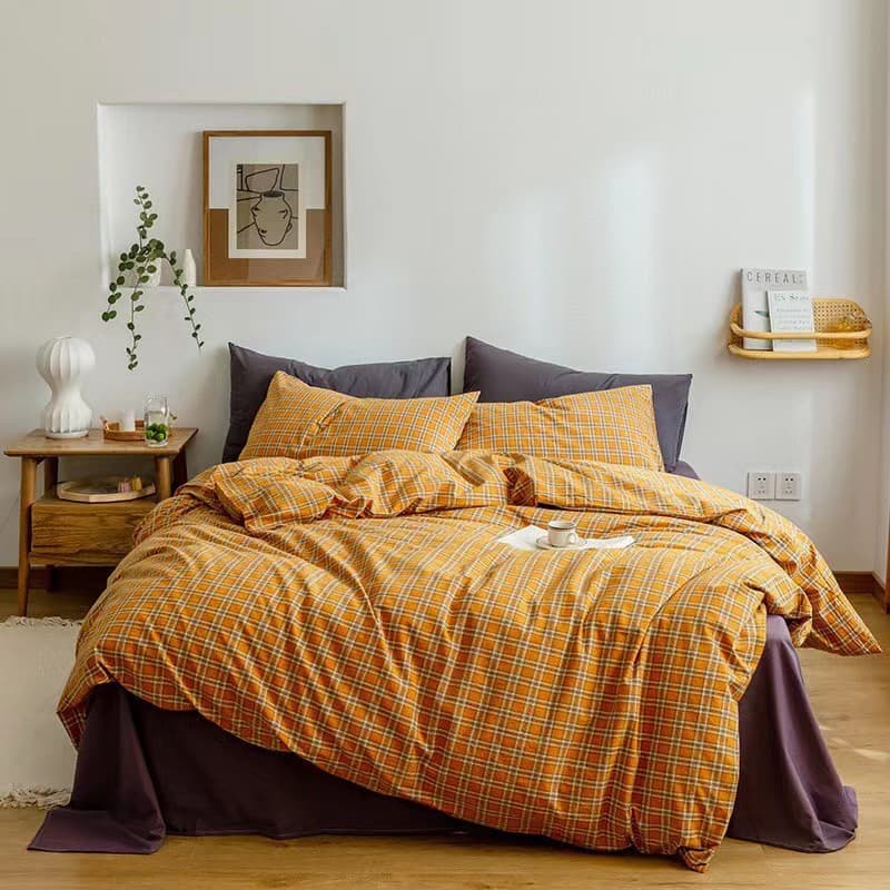 Ins style pure cotton bed quality four-piece set cotton bed sheet quilt cover bed sheet three-piece summer striped set 4