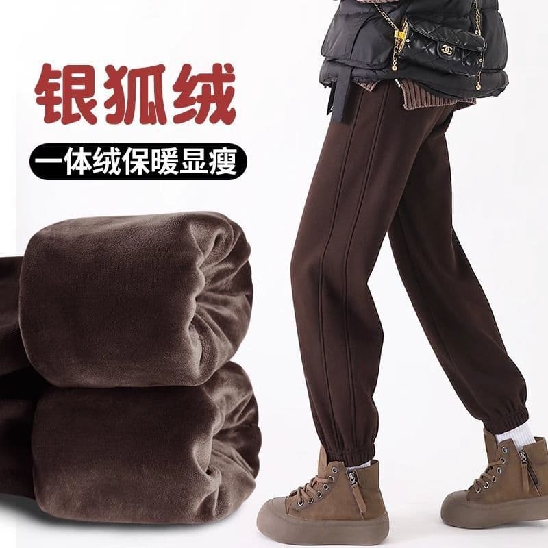 Year's Trend Fleece-Lined and Thickened Sweatpants for Women, Early Spring New Style Slimming Korean Style Harem Pants, Autumn and Winter Casual Trousers