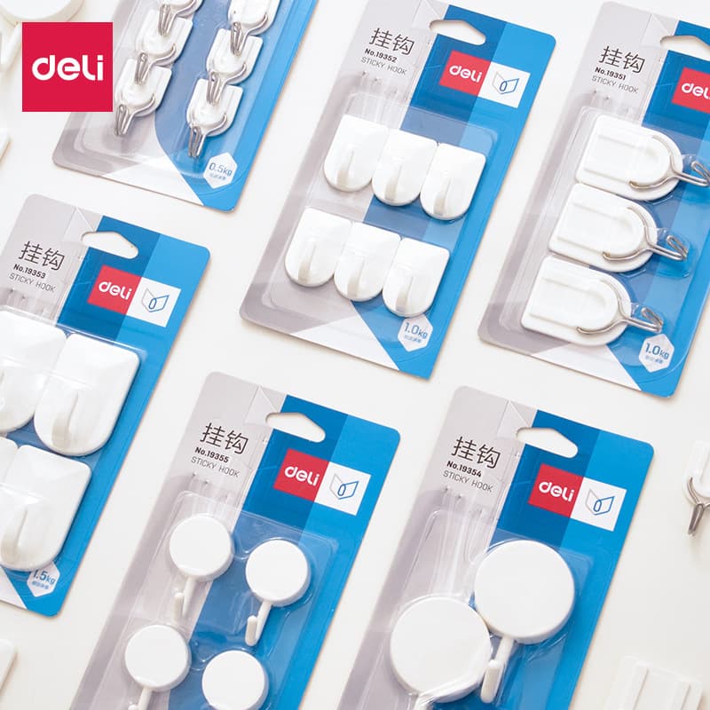 Deli Strong Adhesive Wall Hooks, No-Drill Stick-On Hooks for Door, Bathroom, Creative Coat Hooks, Adhesive Hooks Wholesale