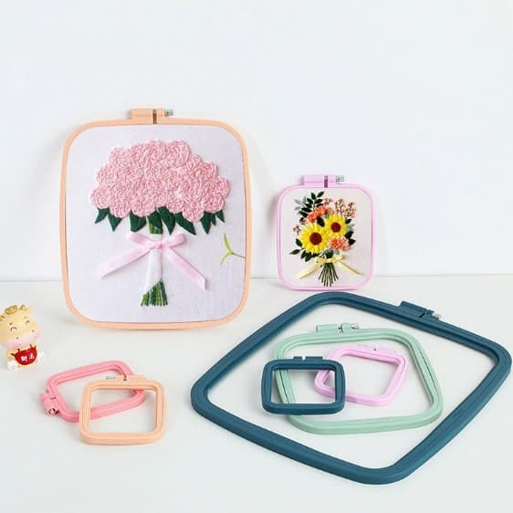 Factory direct supply diy candy color square embroidery stretcher embroidery tool accessories embroidery stretcher cross stitch embroidery hoop