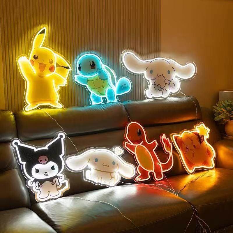 LED neon light gaming room children's room decoration atmosphere light Pikachu Jade Cinnamon Dog creative light dimmable