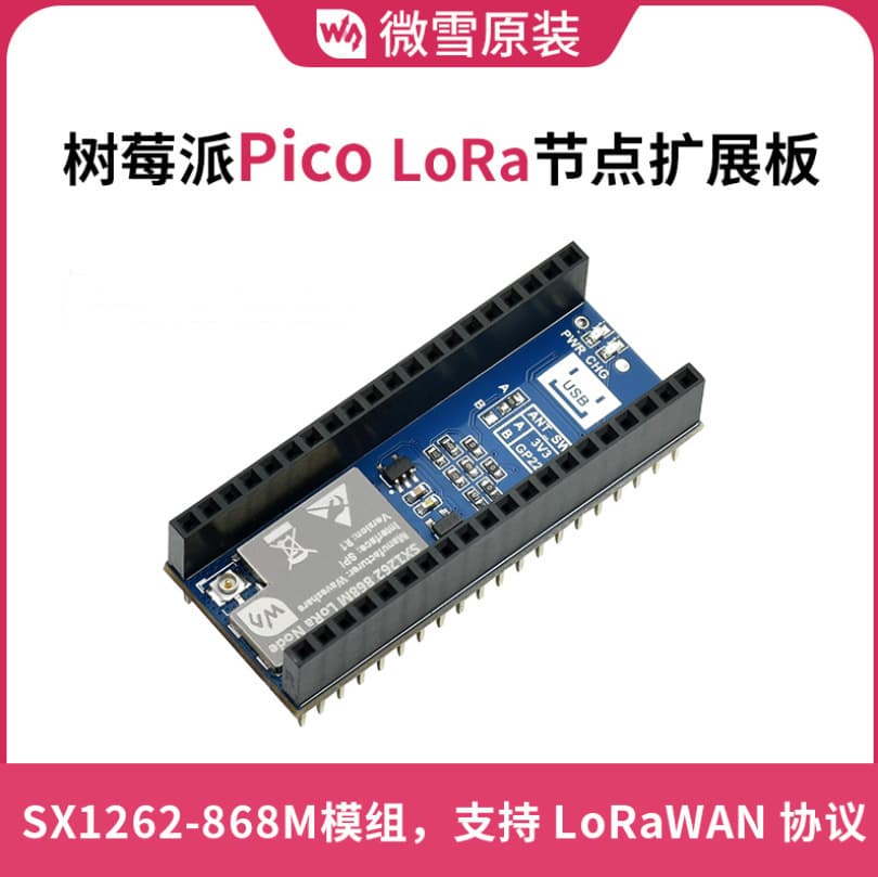 MicroSnow Raspberry Pi Pico SX1262 Module LoRa Node Extension Board Supports LoRaWAN Protocol EU868 Customizable