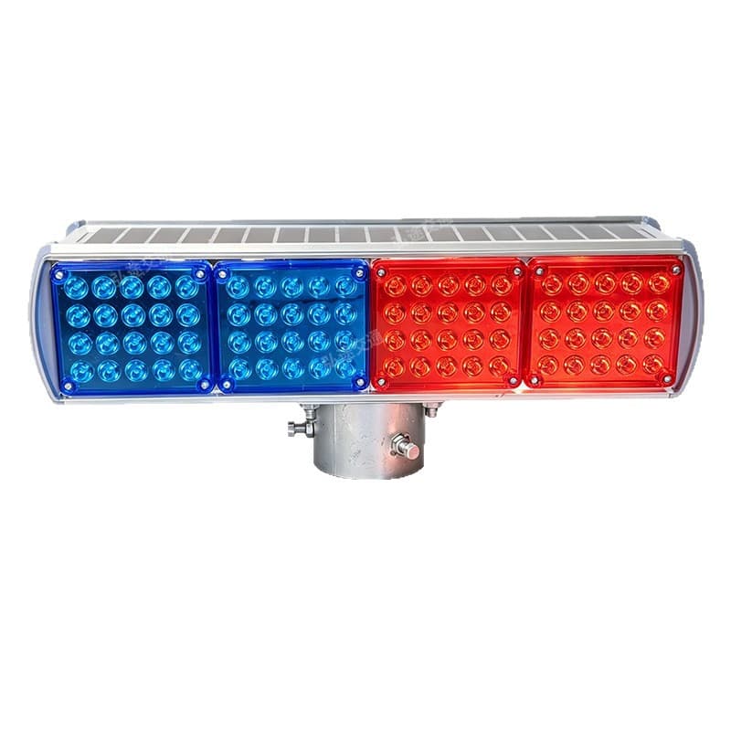 Hongtu Solar Flashing LED Light Dual-Side Red Blue Traffic Roadblock Light Night Road Construction Safety Warning Light