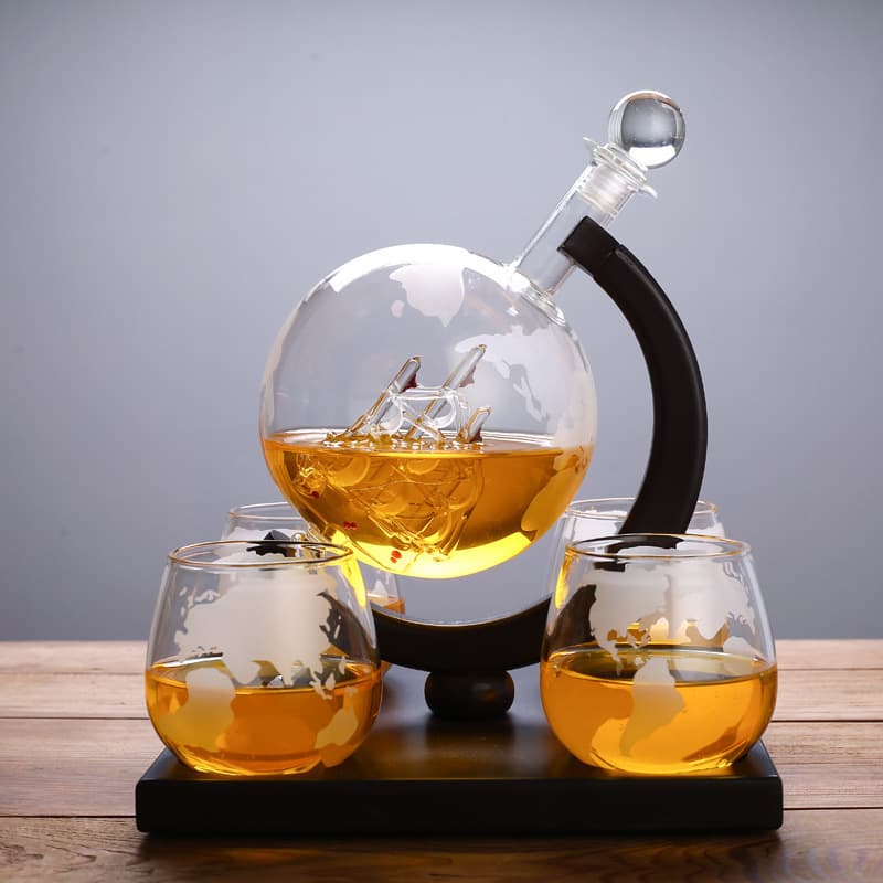 Amazon Globe Decanter Sailboat Whiskey Glass Wine Bottle Decanter with Map Wine Set Gift