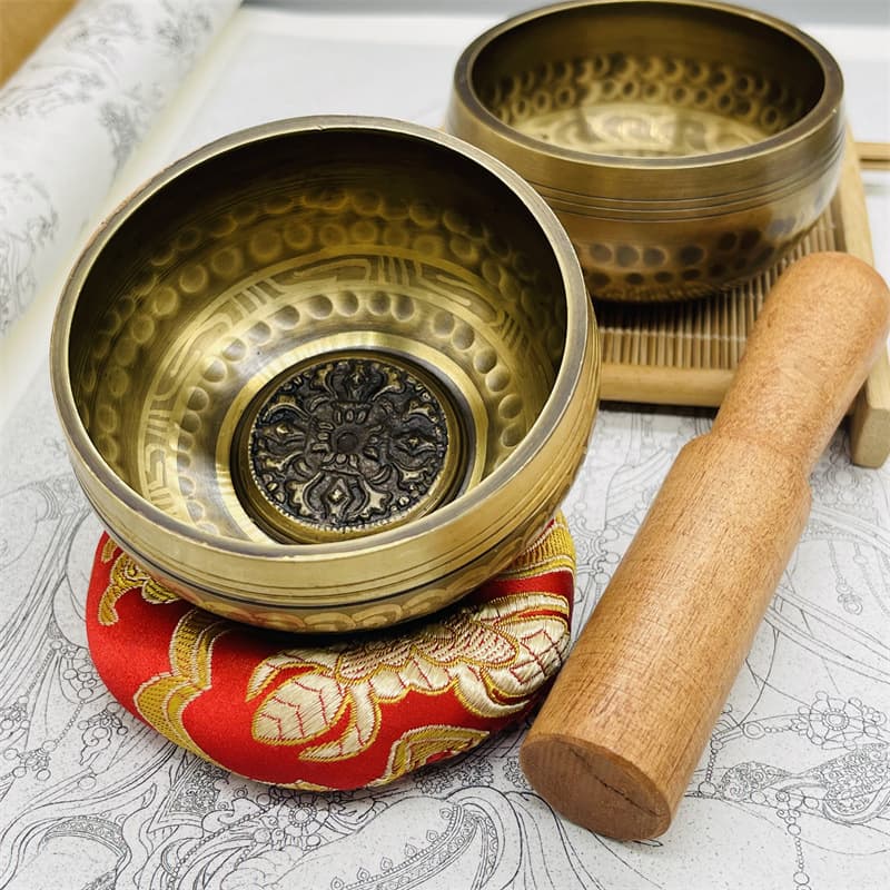 Handmade Nepalese copper chime vajra, Buddha sound bowls, calming bowl ornaments, household yoga sound therapy singing bowl instruments