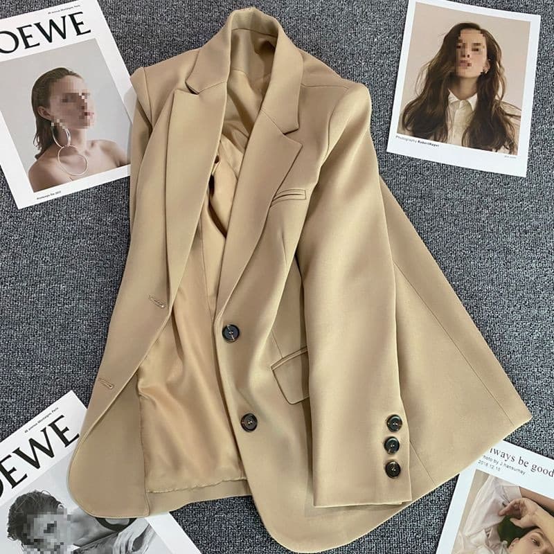 Pink women's suit jacket, new spring and autumn style, Korean loose fit, Hong Kong style, popular online interview black suit top