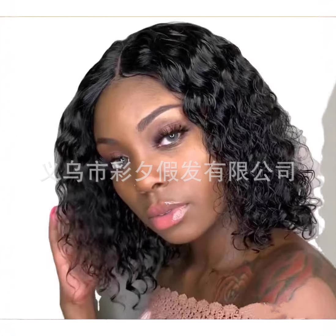 Wig Headgear Front Lace New Small Roll Wig African Small Roll Short Curly Bobo Head Mechanism Headgear