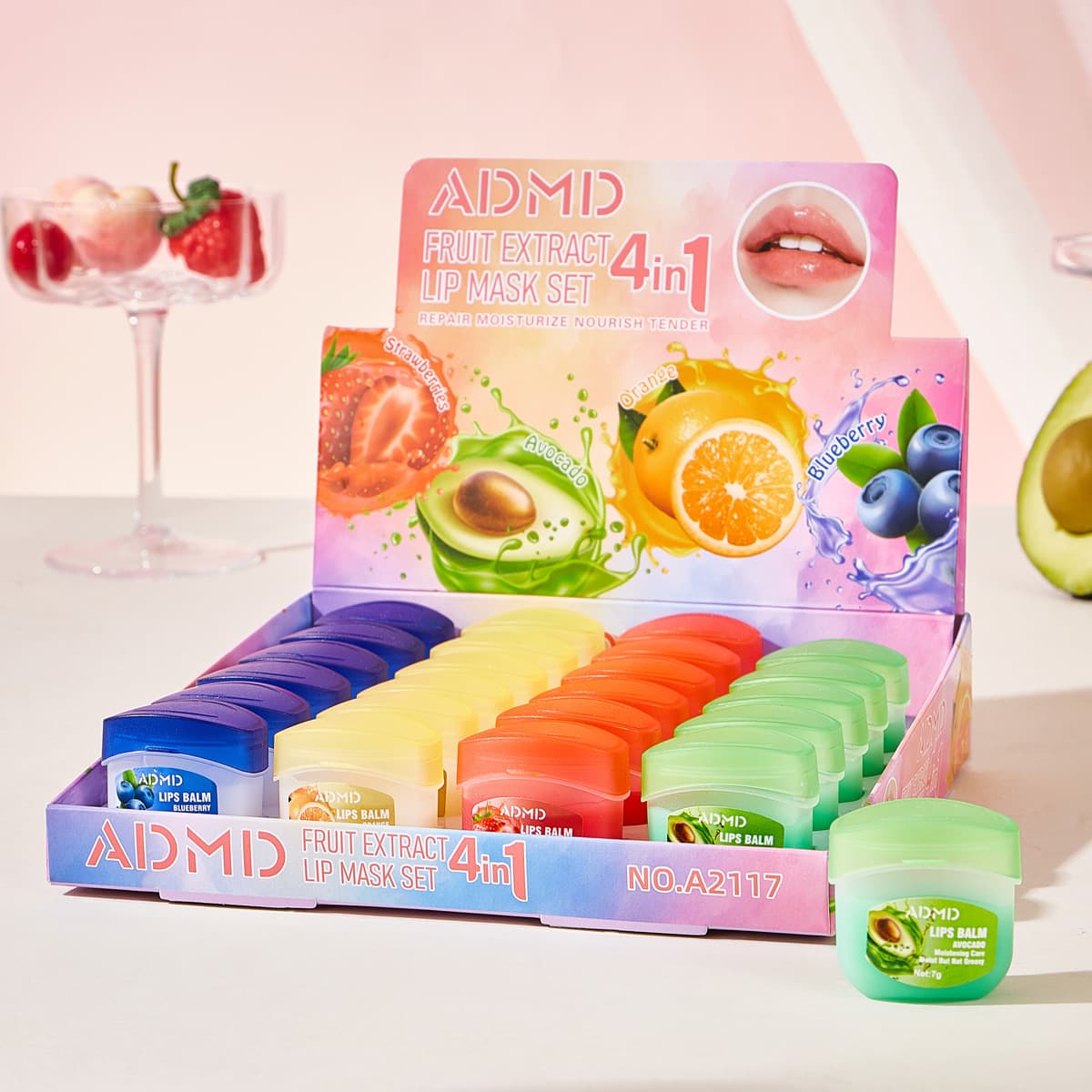 Cross-border exclusive ADMD Vaseline lip balm for women, moisturizing, moisturizing, anti-drying, 7g lip balm, lip mask set