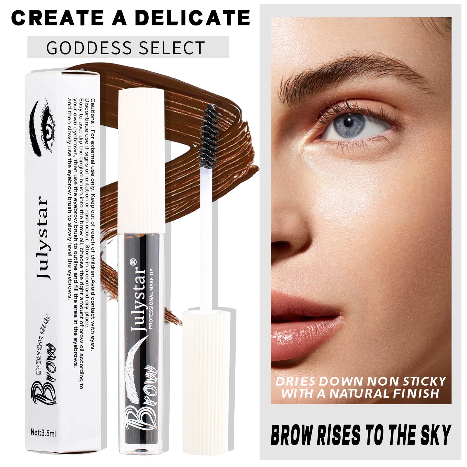 Cross-border long-lasting waterproof eyebrow raincoat setting gel, smudge-proof, natural 3D quick-drying eyebrow tint, wholesale for export