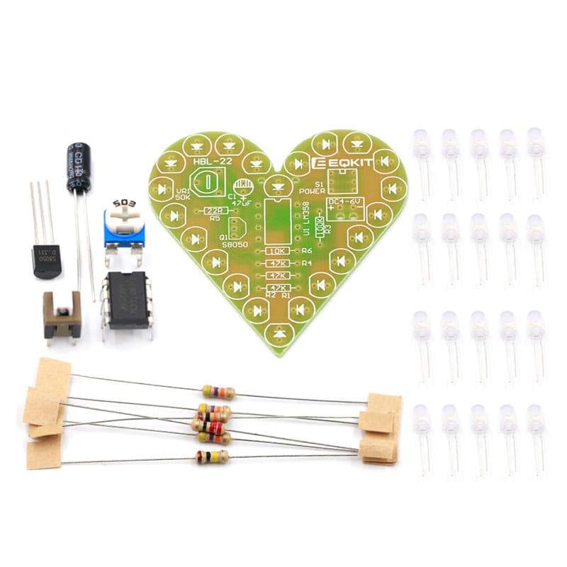 Electronics Kit Heart-Shaped Breathing Light Kit DIY Breathing Light Components Electronic Practice Board Electronics DIY