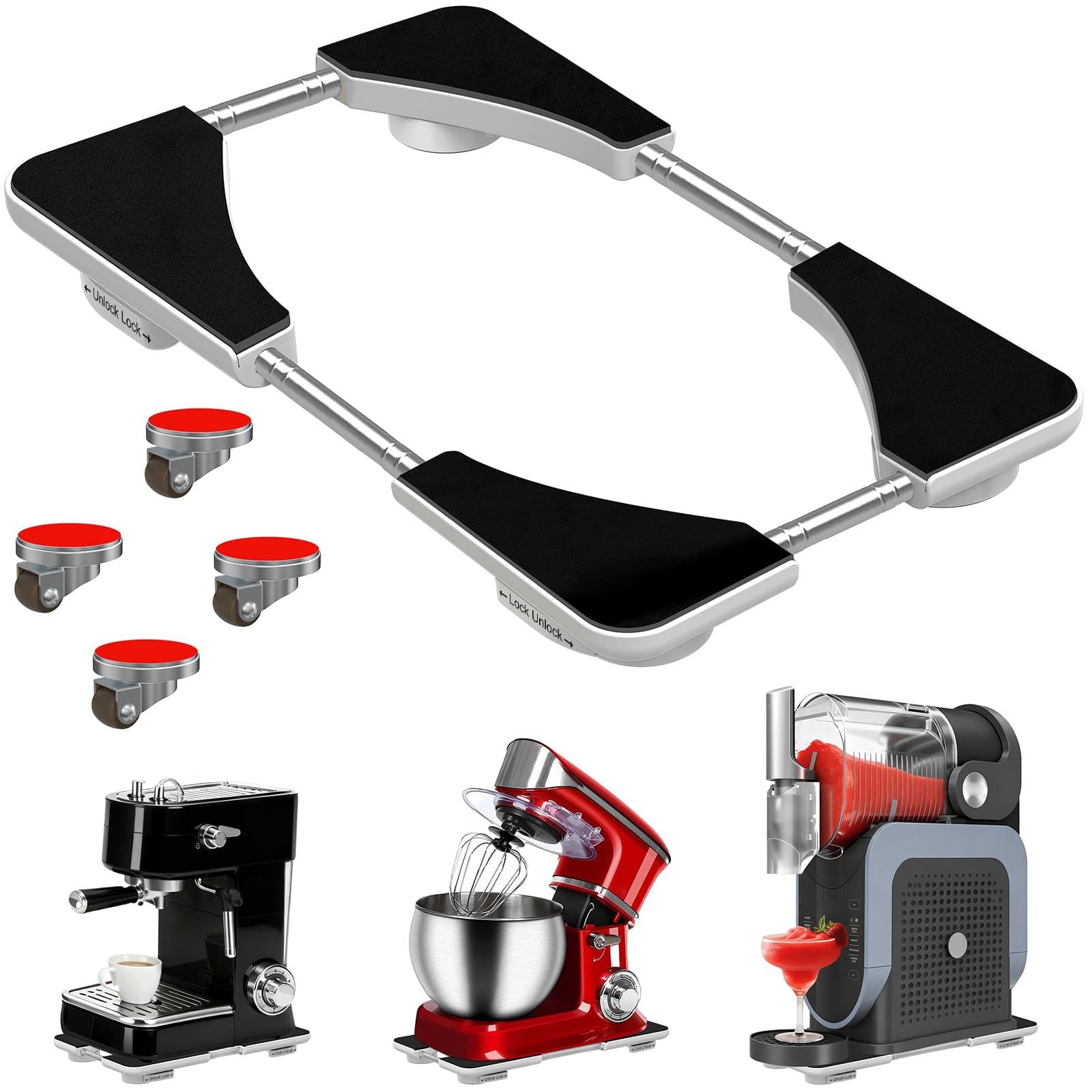 Amazon Adjustable Appliance Sliding Tray Extension with Locking Brake for Coffee Machine Sliding Tray