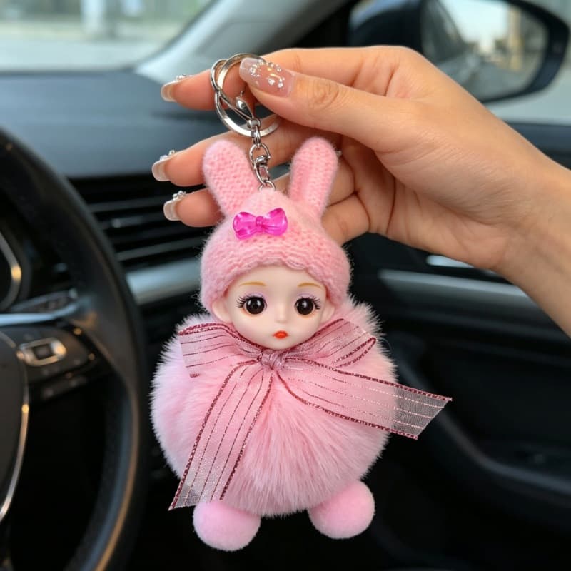 Cute Plush Big-Eyed Doll Car Keychain Pendant Personalized Creative Doll Plush Bag Charm