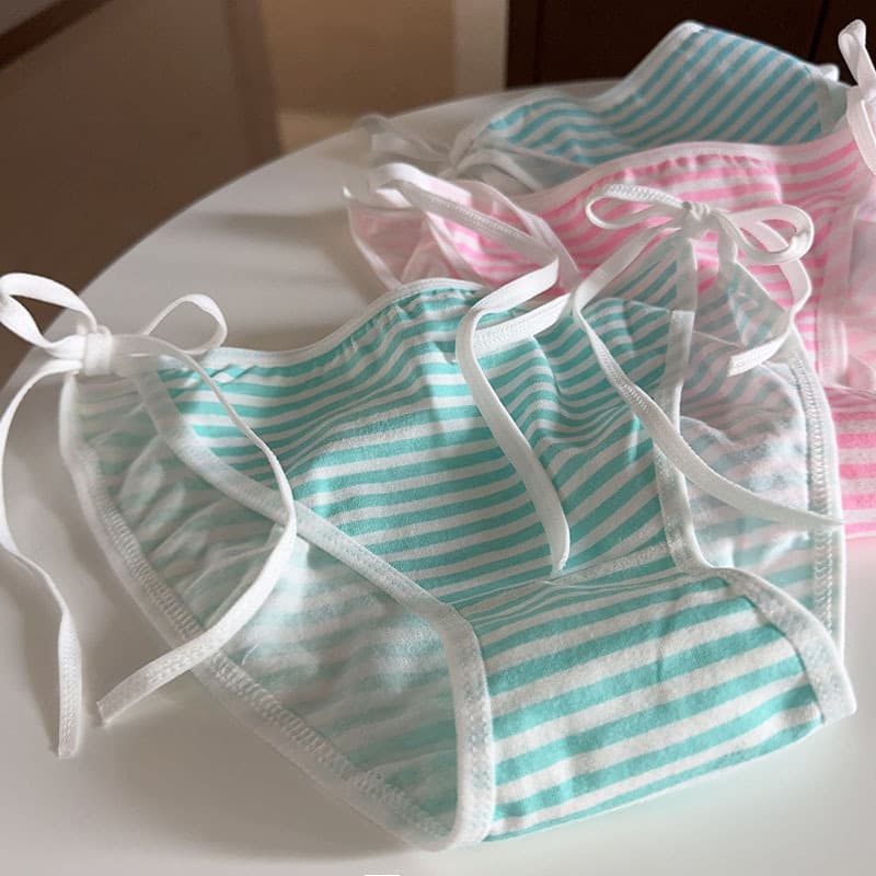 fufufwfufu Tie Side Panties Removable Blue White Panties Cute Soft Anime Style Panties C007