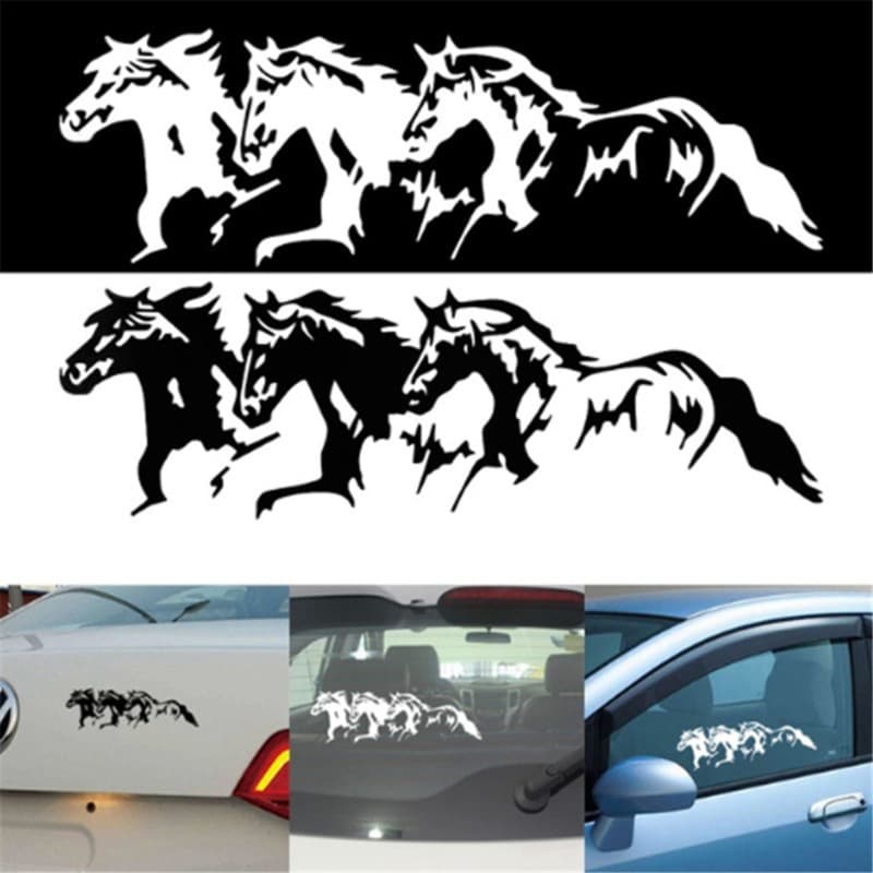 Exterior Car Sticker Running Horse Galloping Horse Car Decal Three Horses Car Sticker Decal Personalized Creative Car Sticker