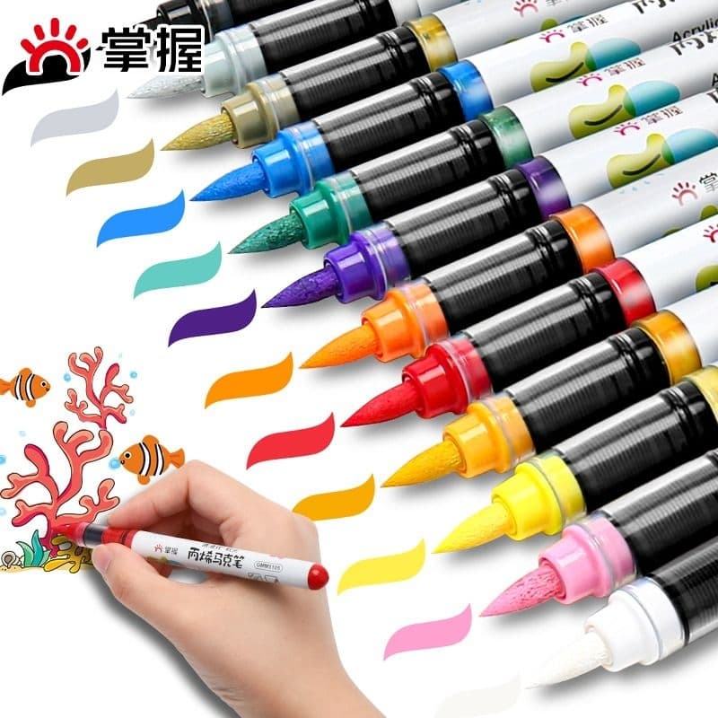 Mastering single-use direct-liquid soft-tip acrylic markers, special for elementary school art students, layering, washable, and opaque coloring pens.