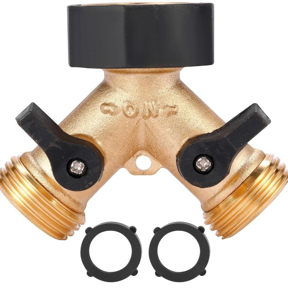 Garden 3/4 Double Pass Ball Valve Brass Faucet Divider Water Pipe Y-Type Ball Valve Garden Hose Connector