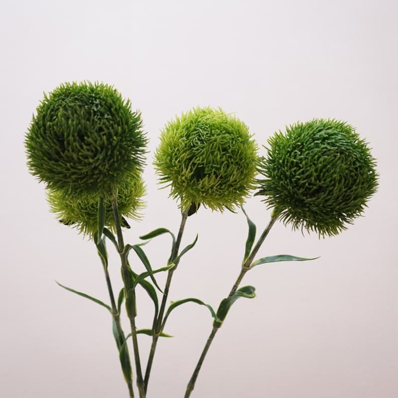 Wedding Artificial Green Pom-Pom Flower Material Green Carnation Green Wedding Soft Decoration Modern Home Hotel Fake Flower Floral Arrangement