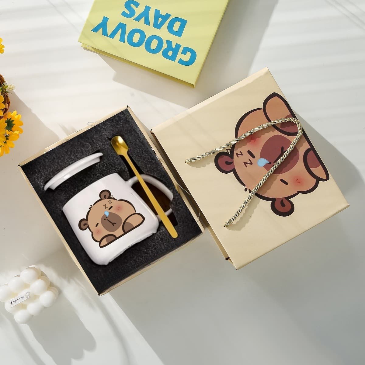 Cute Capybara Ceramic Mug Christmas Holiday Mug New Year Business Practical Small Gift for Clients