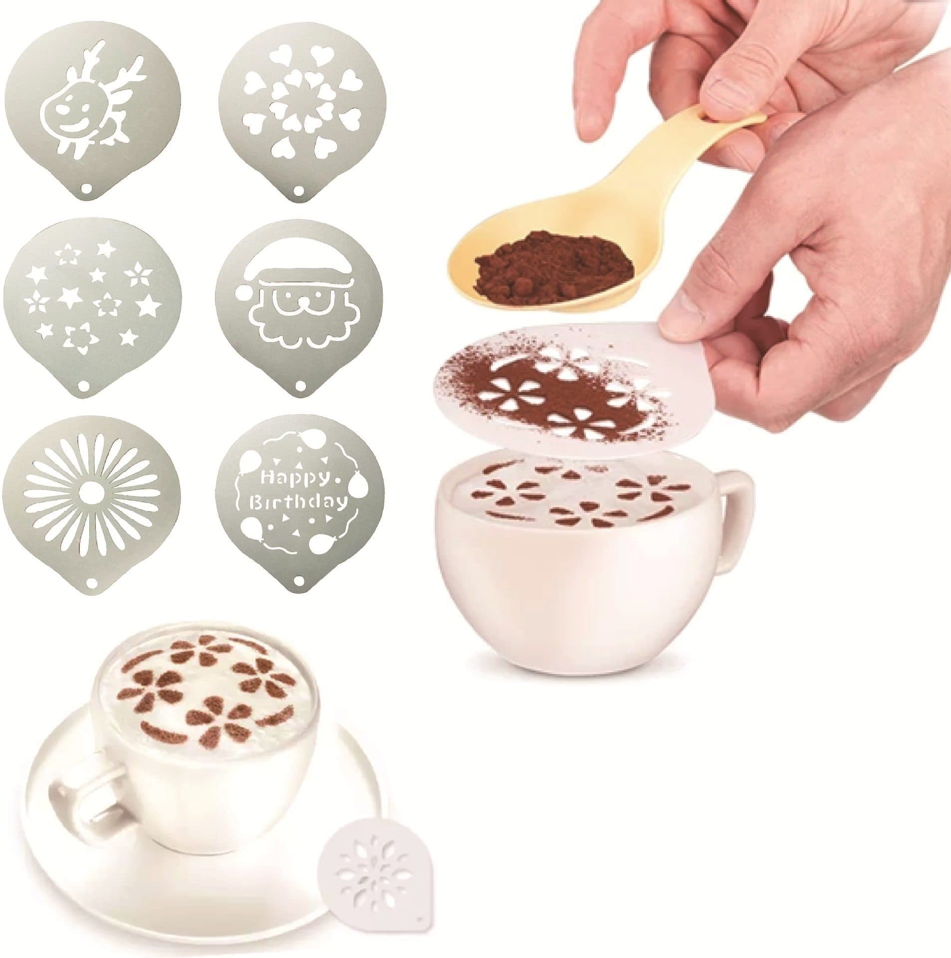 304 stainless steel latte art mold, fancy coffee printing model, thickened coffee milk foam spray pattern template