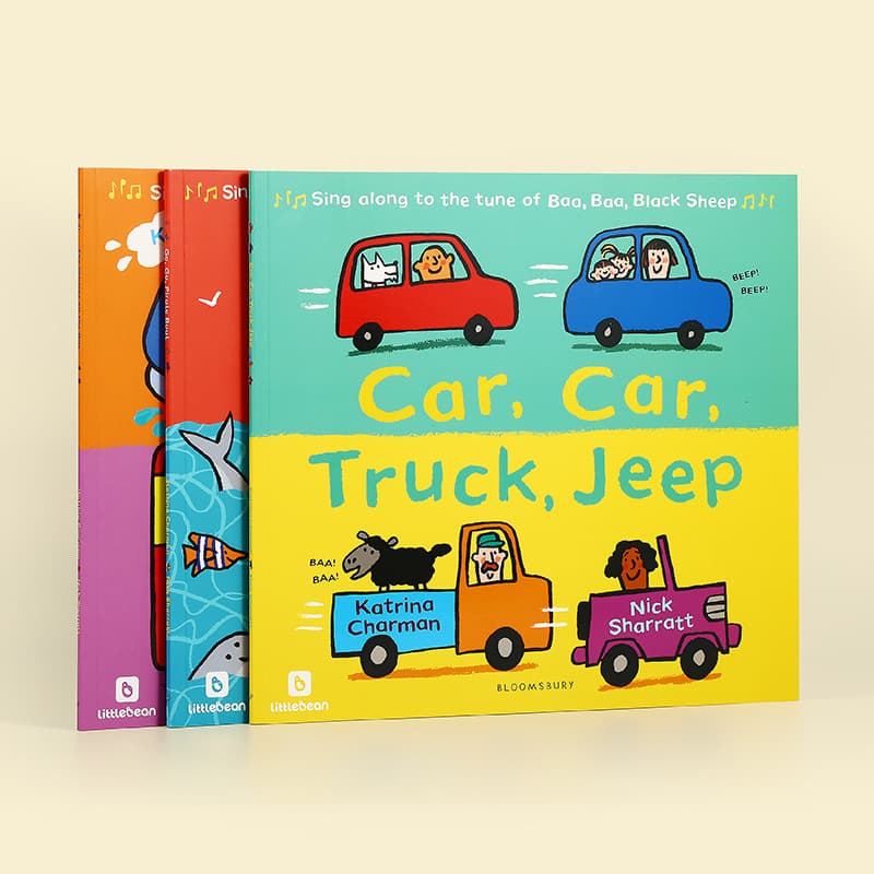 Little Bean - Car Car Truck Jeep New Nursery Rhymes Series Three Volumes English Original Edition Point-and-Read Version