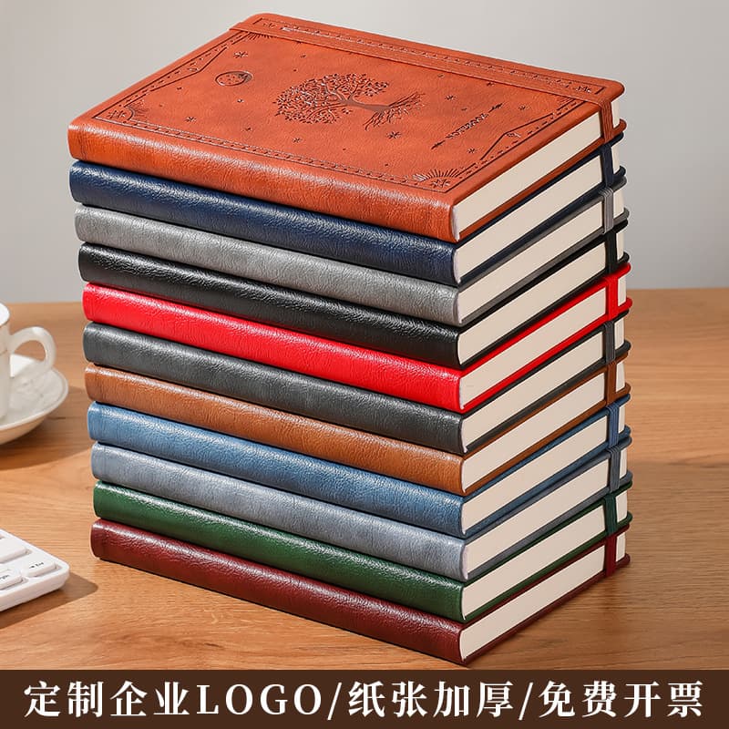 European Vintage Student Diary Custom Logo Leather Embossed Notebook Thick Journal Customization Wholesale