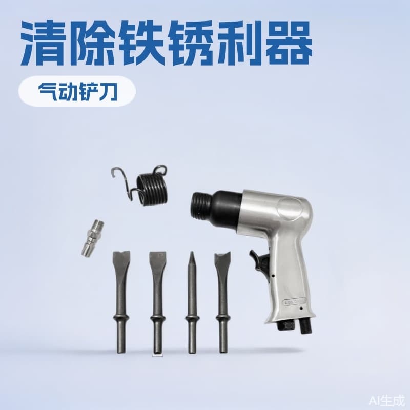 Cross-Border Ready Stock Round Handle Set 150mm Pneumatic Scraper Air Hammer Wind Hammer Tool Pneumatic Pick Wind Pick Rust Remover Gun Head