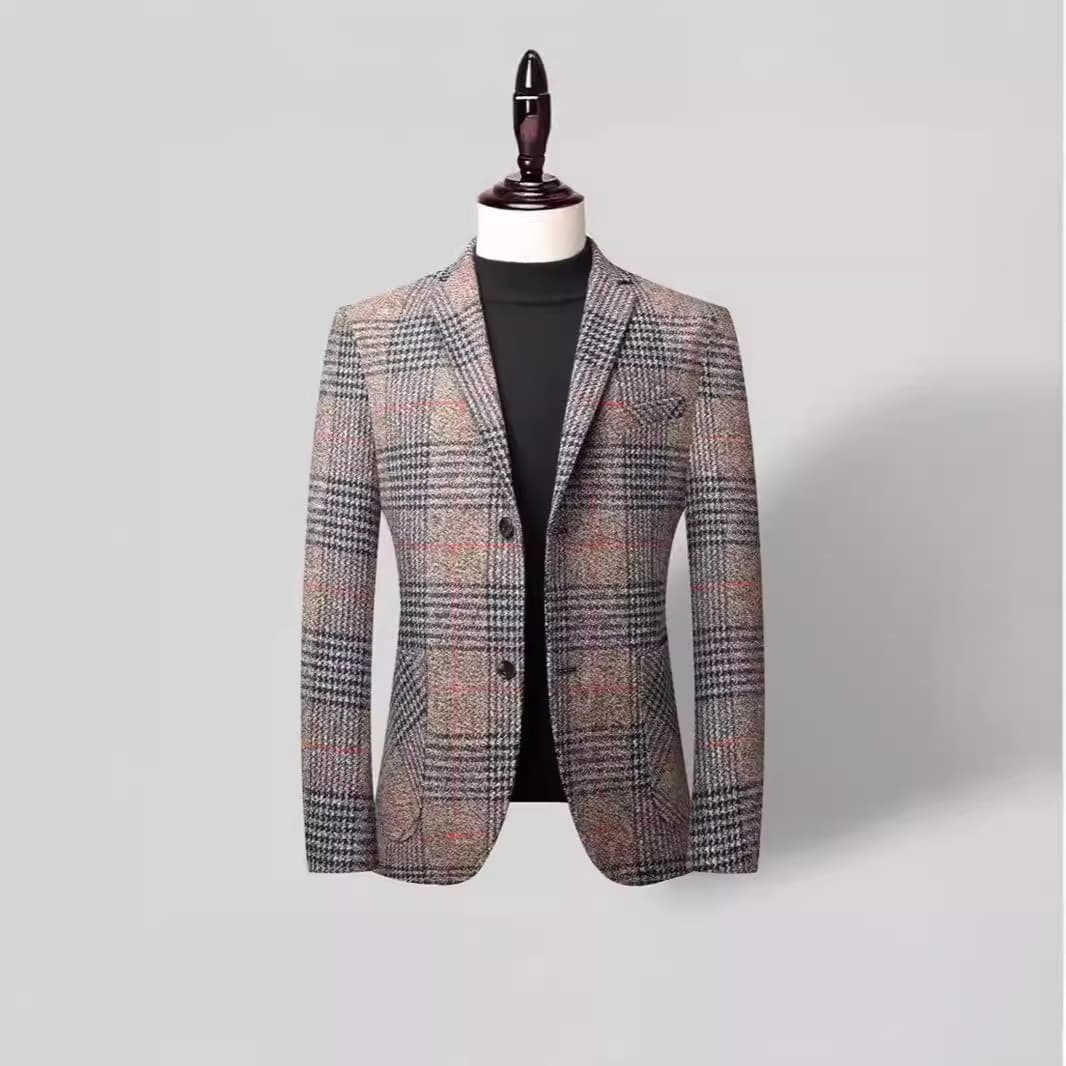 2025 New Style Men's Autumn Winter Checkered Suit Foreign Trade Men's Casual Suit Factory Direct Sales Gentleman Formal Wear