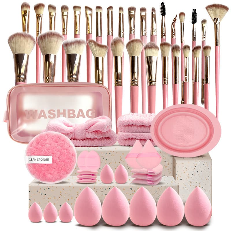 42-Piece or 40-Piece Puff, Beauty Blender, Makeup Brush Set - Complete Makeup Tools, Super Soft, Non-Absorbent, Non-Irritating, 33-Piece Set