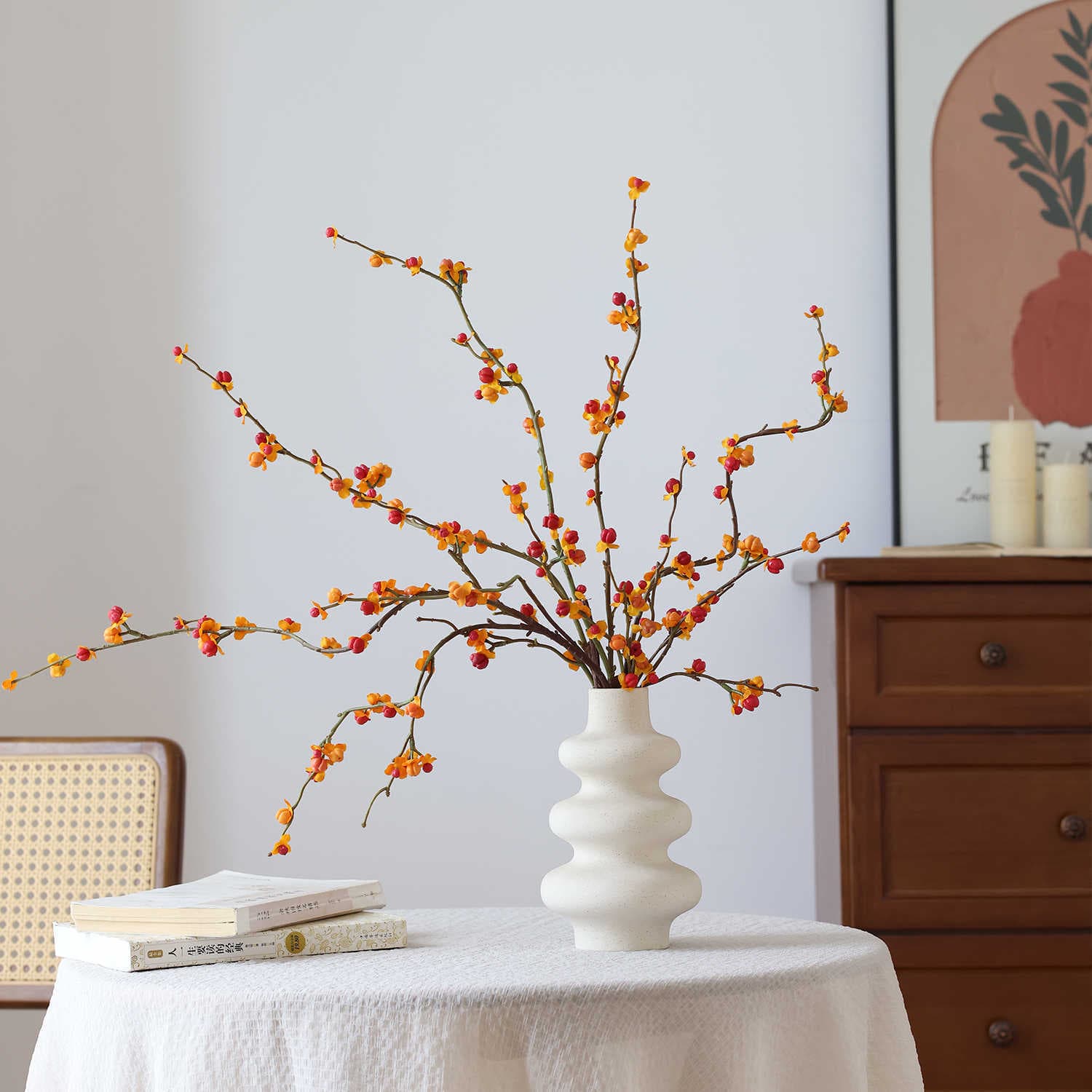 Artificial Fortune Fruit Fake Flowers, Chinese Wedding Decor, B&B Home Floral Arrangement Decoration Props, Small Persimmons