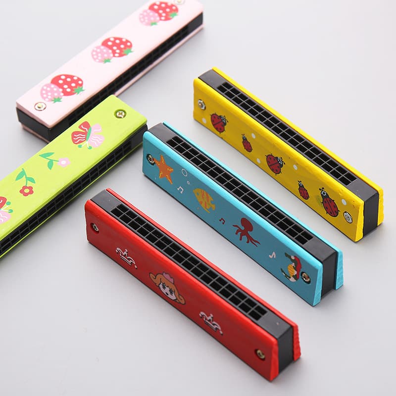 Children's Wooden Harmonica Creative Music Wind Instrument for Kindergarten and Elementary School Students, 16-Hole Mouth Organ
