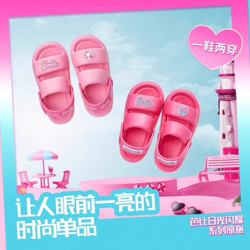 MINISO Barbie Daylight Shine Series Sandals Non-slip Cute Outerwear Women's Beach Shoes Slippers