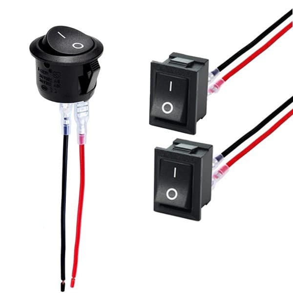 Boat type switch with wire KCD1 series 2 feet 2 gears round square with welding wire rocker upper circle and lower part 15CM